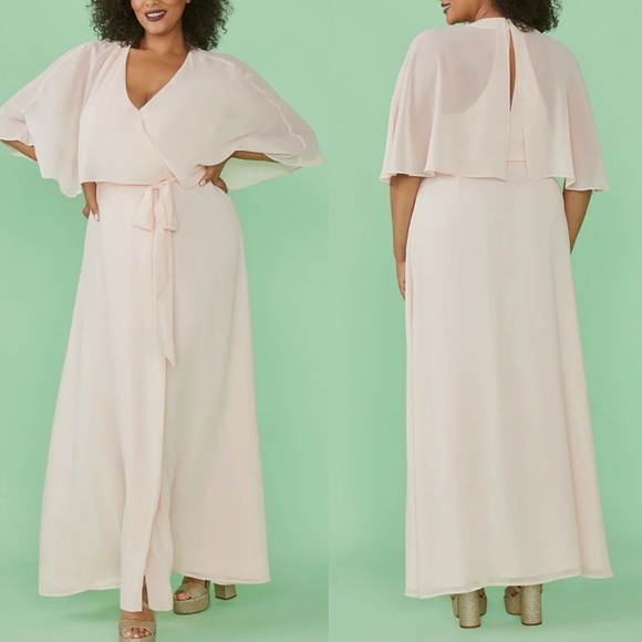 New ModCloth Wrapped in Rapture Maxi Dress Light Pink Wedding Guest - Picture 1 of 7